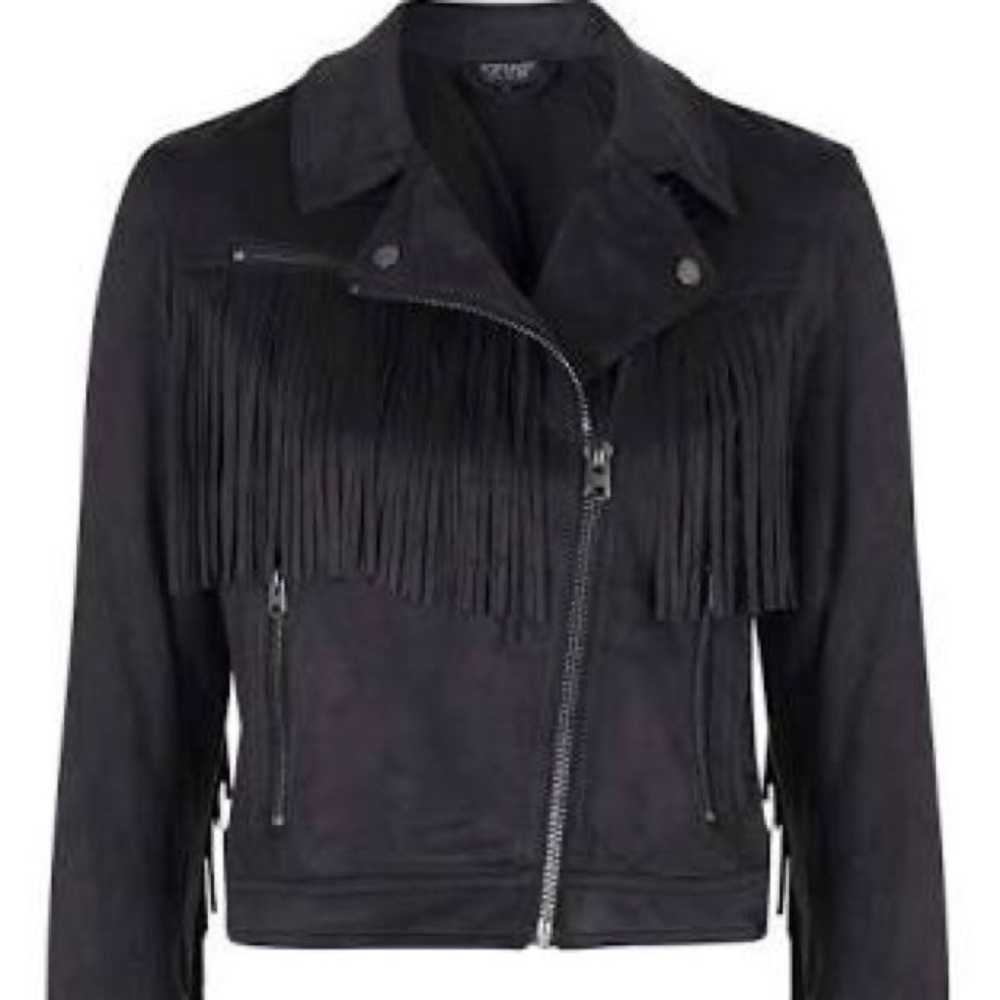 Fringed Suede Biker Jacket